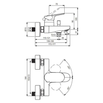 Baterie cadă-duș Ideal Standard, Ceralife O cu divertor automat, negru mat